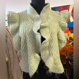 Zara Light Green Ruffled Sweater